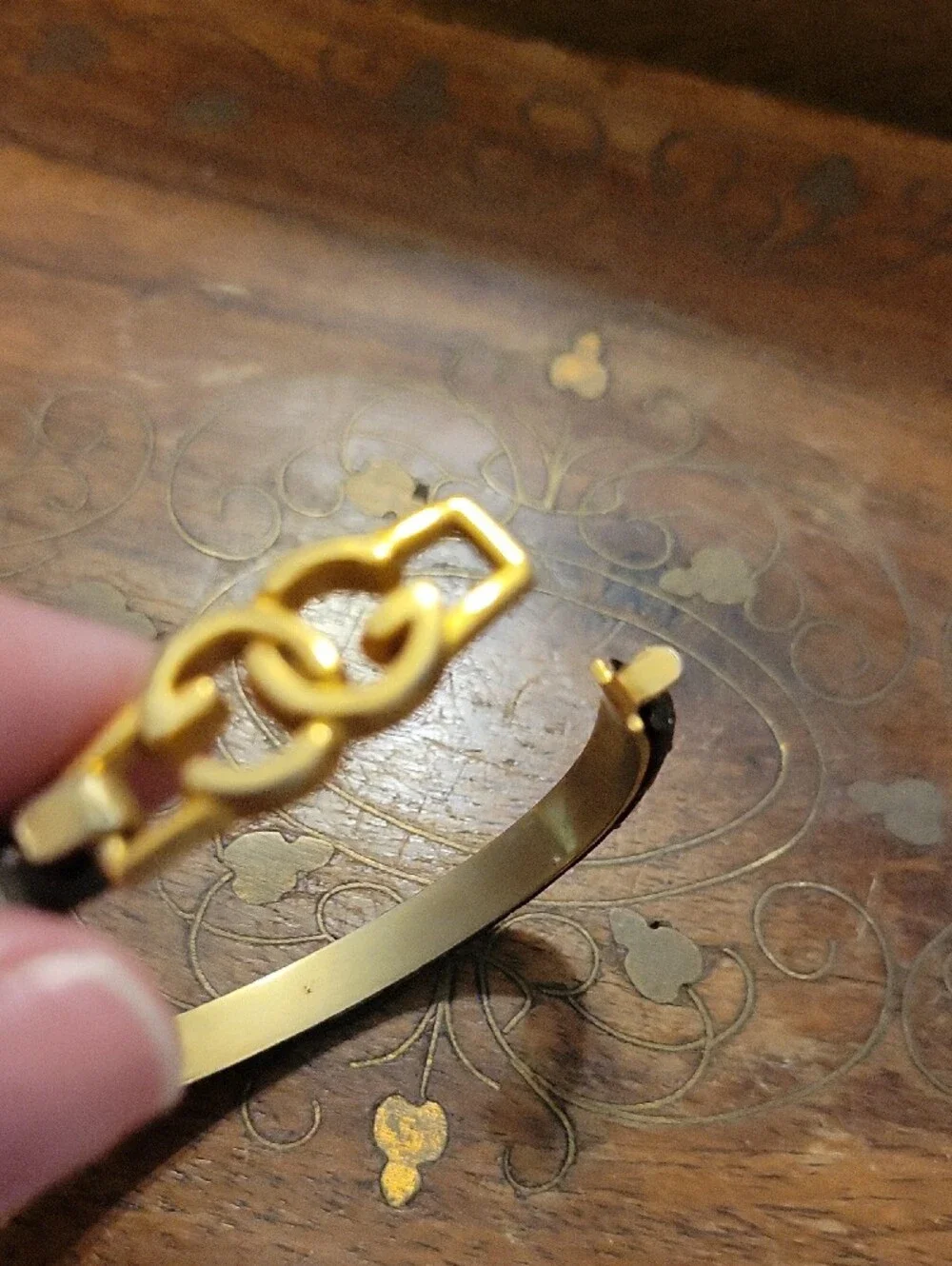 Double G 24KT GOLD Plate - Made In Italy Interlocking Logo Leather Bracelet
